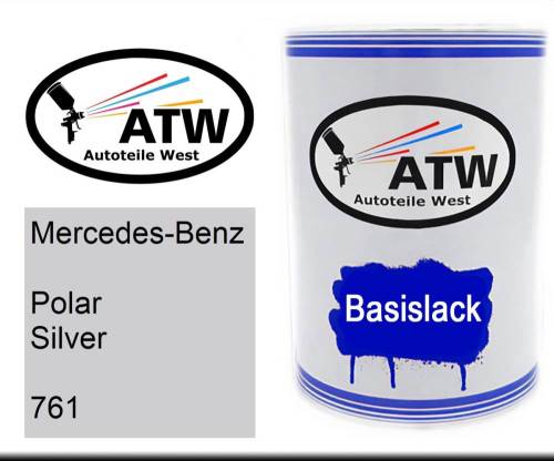 Mercedes-Benz, Polar Silver, 761: 500ml Lackdose, von ATW Autoteile West.